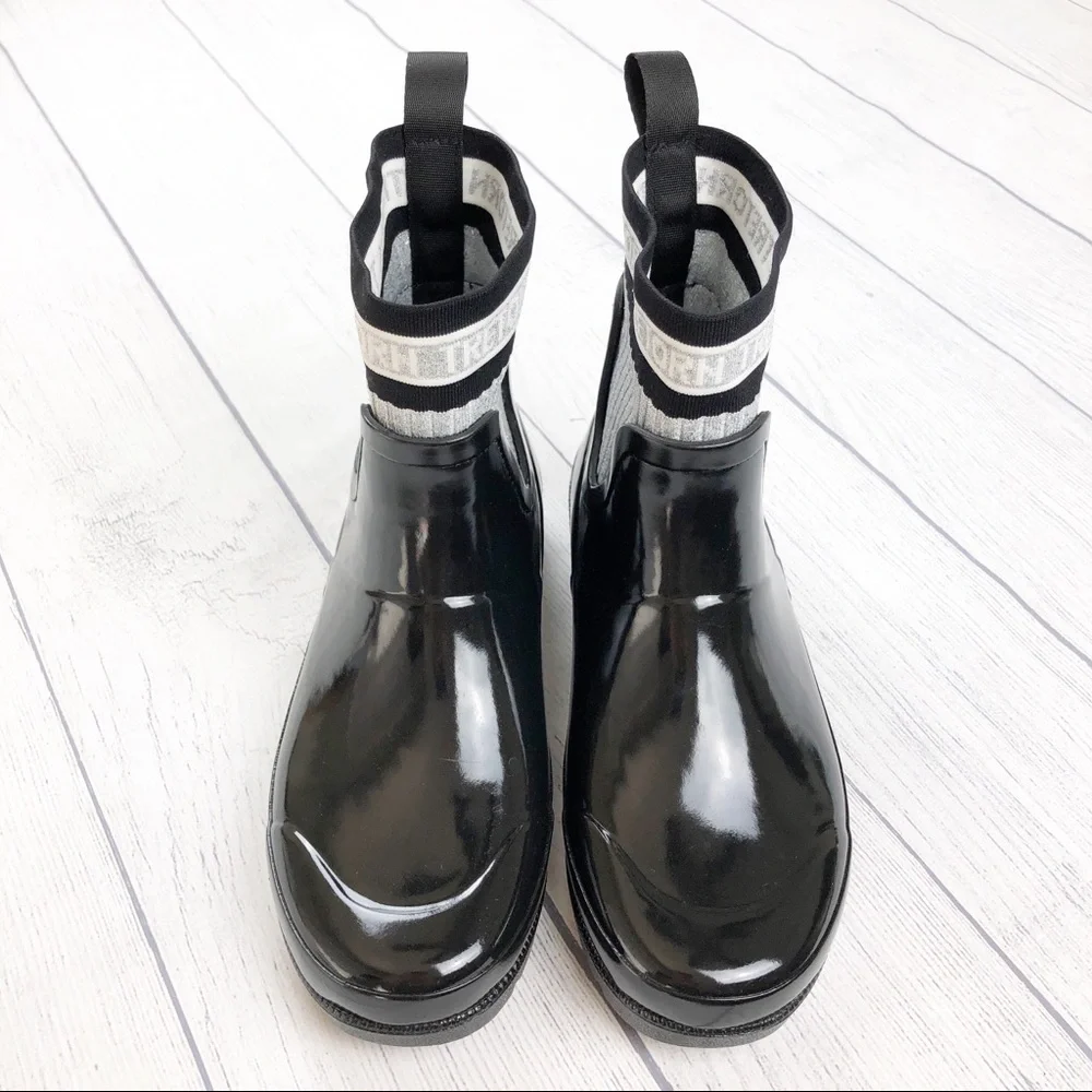 Tretorn Lia Metallic Sock‎ Black Rain Boot 6